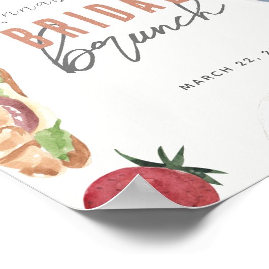 Wafels Koffie Fruits Bridal Brunch Welkomstbord Poster (Hoek)