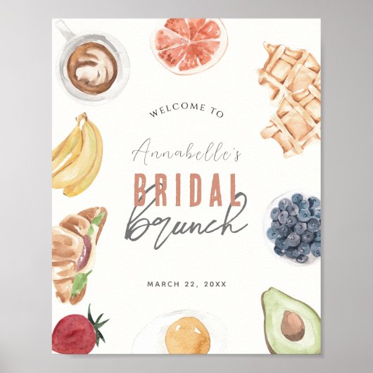 Wafels Koffie Fruits Bridal Brunch Welkomstbord Poster (Voorkant)