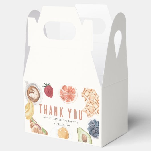 Wafels Koffie Vruchten Aquarel Bruids Brunch Bedankdoosjes (Geopend)