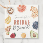 Wafels Koffie Vruchten Aquarel Bruids Brunch Bedankjes Labels (Voorkant)