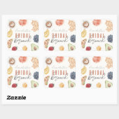 Wafels Koffie Vruchten Aquarel Bruids Brunch Vierkante Sticker (Vel)