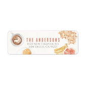 Wafels Koffie Vruchten Aquarel Ontbijt Brunch Etiket (Voorkant)