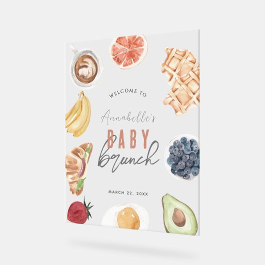 Wafels Koffievruchten Baby Brunch Welkom Acryl Bord (Hoek)