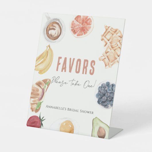 Wafels Koffievruchten Bruids Brunch Gunsten Reclamebord Met Voetstuk (Voorkant)