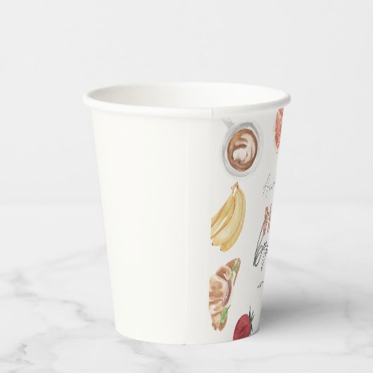 Wafels Koffievruchten Waterverf Baby Brunch Papieren Bekers (Rechts)