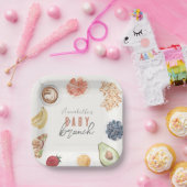 Wafels Koffievruchten Waterverf Baby Brunch Papieren Bordje (Feest)