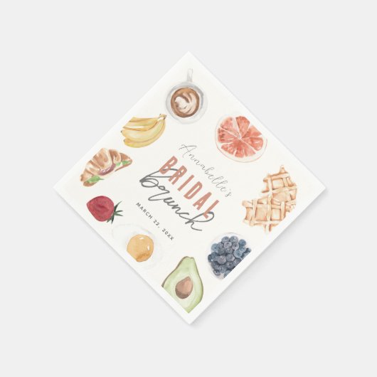 Wafels Koffievruchten Waterverf Bruidsbrunch Servet (Hoek)