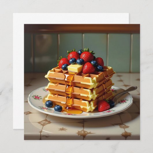 Wafels met aardbeien en bosbessen (Voorkant / Achterkant)