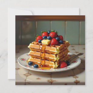 Wafels met aardbeien en bosbessen