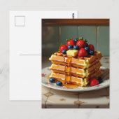 Wafels met aardbeien en bosbessen briefkaart (Voorkant / Achterkant)