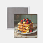 Wafels met aardbeien en bosbessen magneet (Voorkant / Achterkant)