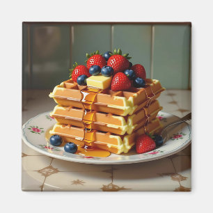 Wafels met aardbeien en bosbessen magneet