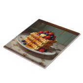 Wafels met aardbeien en bosbessen tegeltje (Zijkant)