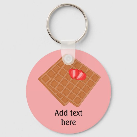 Wafels met aardbeien leuke grafische afbeelding - sleutelhanger (Voorkant)