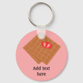 Wafels met aardbeienplezier grafisch - aangepaste sleutelhanger (Voorkant)