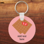 Wafels met aardbeienplezier grafisch - aangepaste  sleutelhanger (Voorkant)
