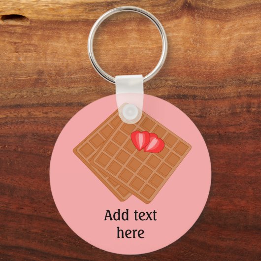 Wafels met aardbeienplezier grafisch - aangepaste  sleutelhanger (Voorkant)