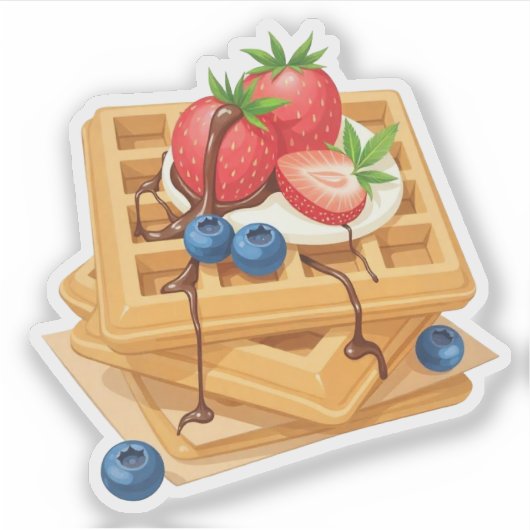 Wafels met bessen en chocolade motregen sticker (Voorkant)