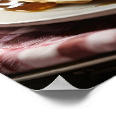 Wafels op bord met stroop en knop bovenop poster (Hoek)