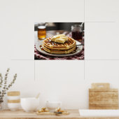 Wafels op bord met stroop en knop bovenop poster (Keuken)