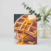Wafels Siroop Ontbijt Waterverf Schilderen Briefkaart (Staand voorkant)