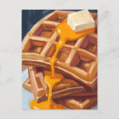 Wafels Siroop Ontbijt Waterverf Schilderen Briefkaart (Voorkant)