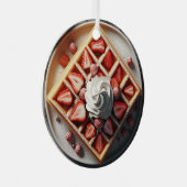 Wafels slagroom en aardbeien Kerstmis Metalen Ornament (Voorkant Rechts)