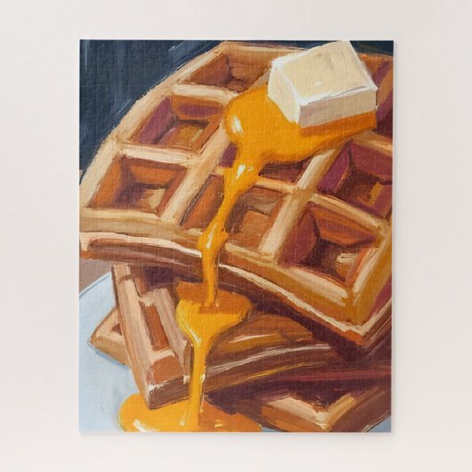 Wafels Stroop Ontbijt Aquarel Schilderij Legpuzzel (Verticaal)