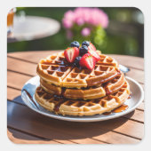 Wafels Vierkante Sticker (Voorkant)