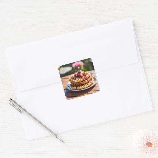 Wafels Vierkante Sticker (Envelop)