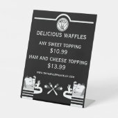 Wafelwinkel of pop-up voedselkraam reclamebord met voetstuk (Voorkant)