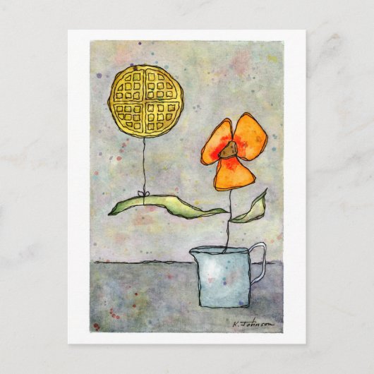 "Waffelluftballon" Waterverf Briefkaart (Voorkant)