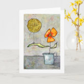 "Waffelluftballon" Waterverf Wenskaart Kaart (Gele Bloem)