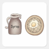 Waffels en esdoornspriet vierkante sticker (Voorkant)