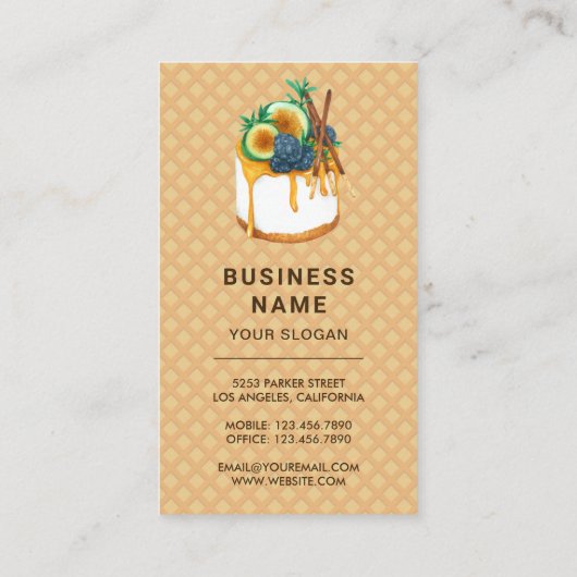 Waffle Blue Frosting Drip Pastry Chef Bakery Visitekaartje (Achterkant)