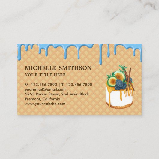 Waffle Blue Frosting Drip Pastry Chef Bakery Visitekaartje (Achterkant)