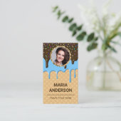 Waffle Blue Frosting Drip Pastry Chef Photo Bakery Visitekaartje (Staand voorkant)