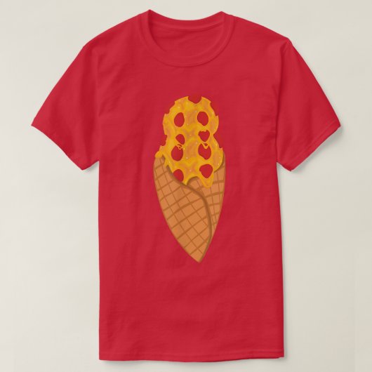 Waffle Cone Cheesy Pepperoni Pizza Ice Cream T-Shi T-shirt (Design voorkant)