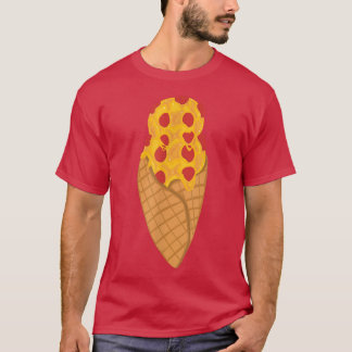 Waffle Cone Cheesy Pepperoni Pizza Ice Cream T-Shi T-shirt