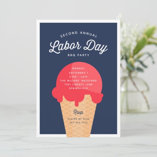 Waffle Cone Labour Day Celebration Kaart (Staand voorkant)