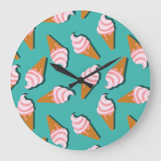 Waffle cones ice cream and frozen yogurt pattern grote klok (Voorkant)
