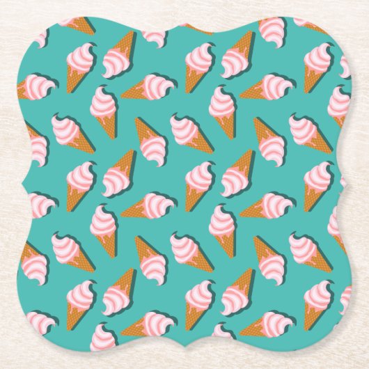 Waffle cones ice cream and frozen yogurt pattern kartonnen onderzetters (Voorkant)