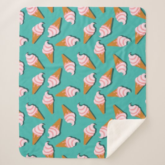Waffle cones ice cream and frozen yogurt pattern sherpa deken (Voorkant)