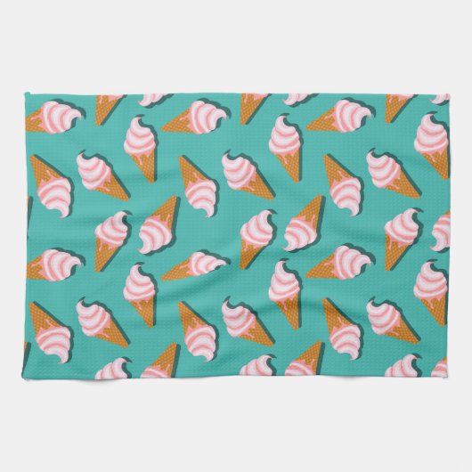 Waffle cones ice cream and frozen yogurt pattern theedoek (Horizontaal)