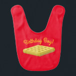 Waffle Cute Breakfast Brunch Kinder 1st Birthday Baby Slabbetje<br><div class="desc">Deze schattige gematigde kleurrijke feestelijke ontbijt- of brunchfeestuitnodigingen zijn perfect voor een kinder viering op de eerste verjaardag! Pas de tekst aan om ze zelf te maken. De moderne kijk en het moderne gevoel is de perfecte manier om je kleine te vieren die op hun eerste verjaardag van ontbijtvoedsel houdt...</div>