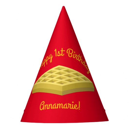 Waffle Cute Breakfast Brunch Kinder 1st Birthday Feesthoedjes (Voorkant)