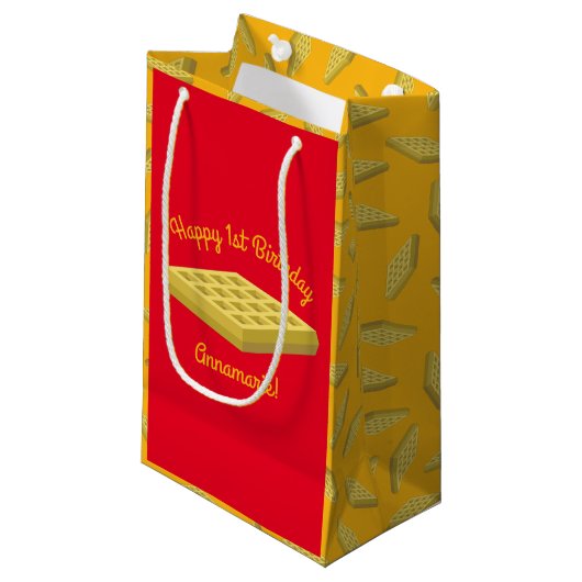 Waffle Cute Breakfast Brunch Kinder 1st Birthday Klein Cadeauzakje (Voorkant Gekanteld)