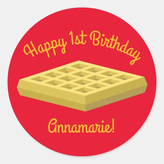 Waffle Cute Breakfast Brunch Kinder 1st Birthday Ronde Sticker (Voorkant)