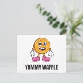 Waffle Food Kawaii Face Uitnodiging Briefkaart (Staand voorkant)