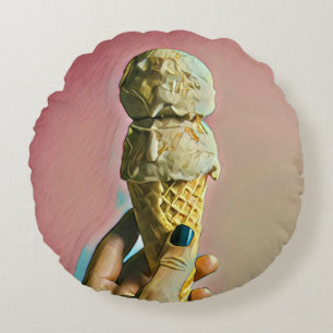 Waffle ice cream cone rond kussen